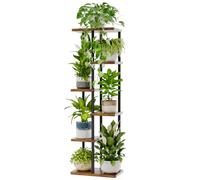Bamworld Porta Piante da Interno ed Esterno per Balcone - Fioriera Verticale in Metallo e Legno con 6 Ripiani - Disponibile in Marrone - Portavasi Decorativo - Scaffale Piante - Arredo Giardino