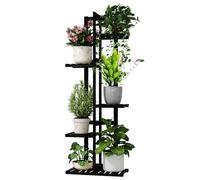 Bamworld Porta Piante da Interno in Bambu Naturale, Scaffale a 5 Livelli per Vasi, Ideale per Giardino, Patio e Balcone - Fioriera da Esterno & Arredo Giardino (Nero)