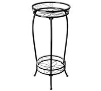 Bamworld Porta Piante da Interno, Mensola per Piante a 2 Livelli in Metallo, Supporto per Piante Nero, Grande Scaffale per Piante per Piante Multiple Vasi per Patio Giardino Angolo Balcone Soggiorno