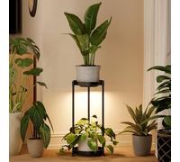 Bamworld Portapiante da Interno a 2 Livelli in Metallo con Luci di Coltivazione per Piante Multiple Supporti Rotondi in Ferro per Piante Scaffale per Giardino Patio Soggiorno Angolo Balcone