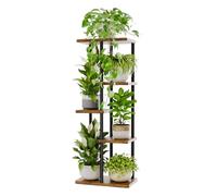 Bamworld Supporto angolare per piante da interno, scaffale per piante in metallo a 5 ripiani per più piante, supporti per vasi di fiori a più livelli per patio, giardino, balcone, soggiorno, camera da