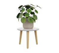 Bamworld Supporto per piante alto da interno, rotondo, in legno, per vasi da fiori, resistente, per piante di metà secolo, decorazione moderna per la casa, piccolo tavolino rotondo bianco (Basso)