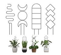 Bamworld Supporto per Piante Rampanti da Interno, 41 cm Supporto Metallico per Piante in Vaso, 4 Pezzi con Motivi per Edera e Fiori