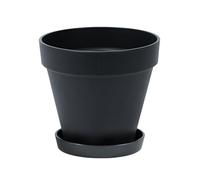 Bamworld Vaso per Piante con Sottovaso, 20 cm Vaso in Plastica con Fori di Drenaggio per Interni ed Esterni, per Piante da Appartamento e Succulente, Nero