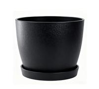 Bamworld Vaso Rotondo Moderno per Piante con Fori di Drenaggio, 23 cm Vaso per Interni ed Esterni in Plastica, per Piante Grasse e da Appartamento, Nero