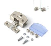 Bamyli 2 cerniere girevoli a 90 gradi, senza cornice, in lega di zinco, kit per cerniere per doccia/bagno/armadio, installazione senza trapano per vetro da 5-6 mm, con viti