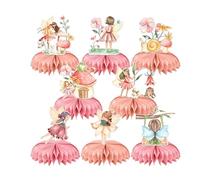 Bamyli 8 decorazioni a nido d'ape a forma di funghi, sole e elementi floreali, centrotavola per il primo compleanno, decorazioni da tavola da favola fantasy, forniture per feste ed eventi