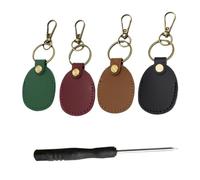 Bamyli Confezione da 4 ciondoli Airtag in pelle PU per portachiavi AirTag ciondolo Airtag Custodia Nascosta per Apple Tracker Air Tags 2024, antigraffio con cacciavite per carta di accesso animale