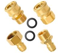 Bamyli Set di 4 accoppiatori a innesto rapido per idropulitrice M22-15 mm, set di adattatori per idropulitrice da 3/8 pollici, girevoli a sgancio rapido, raccordi in ottone per idropulitrice
