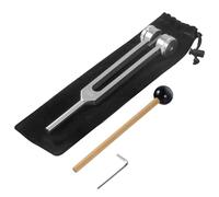 Bamyli Set di diapason 128 Hz, diapason con martello in silicone, strumento di riparazione e panno per la pulizia, in lega di alluminio, risposta precisa per la terapia del suono, diapason neurologico
