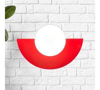 bamyum Applique da parete per interni ed esterni, lampada da parete moderna con sfera di vetro bianco, cucina, bagno, corridoio, lampada da parete in metallo, applique da parete rossa