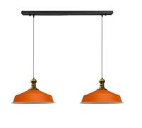 bamyum Asletl-Knob Lampada a Sospensione Industrıale Vintage 2 Fiamme, Lampadario Cucina Vintage, Lampadario Vintage da Soffitto, Lampada a Sospensione Cucina, Arancione