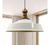 bamyum Asletl-Knob Lampada a Sospensione Industriale, Paralumi da 41 cm, Luci Moderne in Metallo per Isola da Cucina, Lampada a Sospensione E27 per Oggiorno e Sala da Pranzo, Luce a Sospensione Bianco