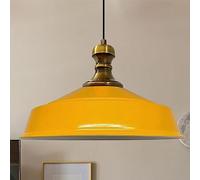 bamyum Asletl-Knob Lampada a Sospensione Industriale, Paralumi da 41 cm, Luci Moderne in Metallo per Isola da Cucina, Lampada a Sospensione E27 per Oggiorno e Sala da Pranzo, Luce a Sospensione Gialla