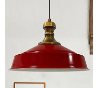 bamyum Asletl-Knob Lampada a Sospensione Industriale, Paralumi da 41 cm, Luci Moderne in Metallo per Isola da Cucina, Lampada a Sospensione E27 per Oggiorno e Sala da Pranzo, Luce a Sospensione Rosso