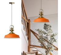 bamyum Asletl Lampada a Sospensione Industriale Vintage 41cm Diametro, Lampadario Cucina Vintage, Lampadari Tavolo da Pranzo, Lampadario Camera da Letto Soggiorno, Lampada a Sospensione Arancia Cucina