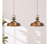 bamyum Asletl - Lampadario a sospensione industriale in metallo, set di 2 pezzi, per soggiorno, vintage, illuminazione da soffitto, per camera da letto, cucina, lampada a sospensione, tono rame