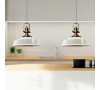 bamyum Asletl - Lampadario a sospensione industriale in metallo, set di 2 pezzi, per soggiorno, vintage, illuminazione da soffitto, per camera da letto, cucina, lampada a sospensione, colore: bianco