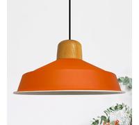 Bamyum Asletl Lampadario a Sospensione Vintage Industriale - 40cm Diametro, Legno, Arancione
