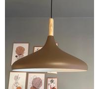 bamyum Champion Legna Lampadario Cucina 35 cm, Lampada a Sospensione da Soffitto Industriale,Lampadario a Sospensione con Paralumi da 35 cm e Lampada per Isola da Cucina in Metallo Marrone Latteo