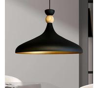 bamyum Champion Legna Lampadario Cucina 35 cm, Lampada a Sospensione da Soffitto Industriale,Lampadario a Sospensione con Paralumi da 35 cm e Lampada per Isola da Cucina in Metallo Nero