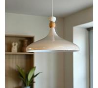 bamyum Champion Legna Lampadario Cucina 35 cm, Lampada a Sospensione da Soffitto Industriale,Lampadario a Sospensione con Paralumi da 35 cm e Lampada per Isola da Cucina in Metallo Bianco