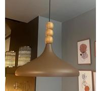 bamyum Champion Legna Lampadario Cucina 35 cm, Lampada a Sospensione da Soffitto Industriale,Lampadario a Sospensione con Paralumi da 35 cm e Lampada per Isola da Cucina in Metallo Marrone Latteo