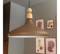 bamyum Champion Legna Lampadario Cucina 35 cm, Lampada a Sospensione da Soffitto Industriale,Lampadario a Sospensione con Paralumi da 35 cm e Lampada per Isola da Cucina in Metallo Marrone Latteo