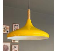 bamyum Champion Legna Lampadario Cucina 35 cm, Lampada a Sospensione da Soffitto Industriale, Lampadario a Sospensione con Paralumi da 35 cm in Metallo, Giallo chiaro