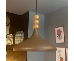 bamyum Champion Legna Lampadario Cucina 35 cm, Lampada a Sospensione da Soffitto Industriale,Lampadario a Sospensione con Paralumi da 35 cm e Lampada per Isola da Cucina in Metallo Marrone Latteo