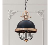 bamyum Lampada a Sospensione Richae, Diametro 35 cm, E27, Tavolo da Pranzo, in Metallo, Moderna, per Cucina, Soggiorno, Sala da Pranzo, Caffetteria, Vintage, Nero