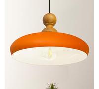 Bamyum Lampada Androa Vintage a Sospensione - Plafoniera Diametro 40cm, Illuminazione a Soffitto Per Soggiorno - Lampadario Nero Con Paralume Arancione