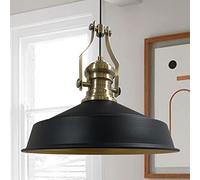 Bamyum Neo Asletl - Lampada a sospensione vintage in metallo, 41 cm, attacco E27, stile industriale, per soggiorno, cucina e altro, colore: nero