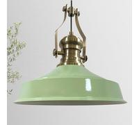 bamyum Neo Asletl - Lampada a sospensione vintage in metallo, 41 cm, paralumi da soffitto, lampada da cucina, soffitto E27, paralumi industriali da soffitto, in metallo, per soggiorno, verde menta