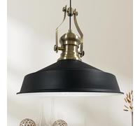 bamyum Neo-Asletl - Lampadario a sospensione industriale in metallo, 41 cm, da soggiorno, vintage, per camera da letto, cucina, plafoniera, lampada a sospensione, colore: nero bianco