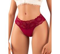 Banamic Biancheria intima del pizzo per le donne Perizoma a vita bassa Mutandine senza cuciture Perizoma in pizzo, Vino rosso, Medium