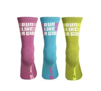 Banana Feet Confezione da 3 calzini sportivi da donna | cotone ricamato con disegni divertenti e originali | qualità e produzione locale |Run Like a Girl, Vari, 36-40