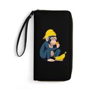 Banana Monkey Anima Portafogli da Polso per Uomo Donna Portafoglio Lungo in Pelle Portafoglio Pochette per Carte di Credito con Cordoncino, Stile:, 19.7x10.5cm