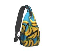 Banana On Blue Background Unisex Zaino Monospalla Leggera Sling Bag Piccolo Borsa A Tracolla Per Lavoro Ciclismo Sportivo