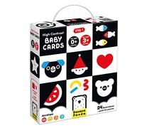 Banana Panda 12 Schede per libri per bambini ad alto contrasto / Libro giocattolo per bambini in bianco e nero da 0 mesi - 16x16cm