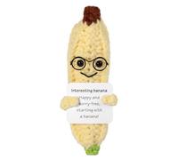 Banana Positiva Divertente, Banana Lavorata a Maglia da 13cm con Carta Ispiratrice Interessante Banana All'Uncinetto per Peluche Regalo di Compleanno Decorazione per Feste Incoraggiamento