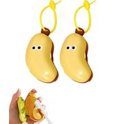 Banana Toothbrush Case, Cute Fun Banana Shape Travel Toothbrush Storage Box, Portable Toothbrush Holder with Silicone Toothpaste Dispenser With Hook for Home Travel Outdoor Camping (Yellow + Yellow)