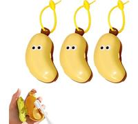 Banana Toothbrush Case, Cute Fun Banana Shape Travel Toothbrush Storage Box, Portable Toothbrush Holder with Silicone Toothpaste Dispenser With Hook for Home Travel Outdoor Camping (Yellow * 3)