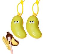 Banana Toothbrush Case, Cute Fun Banana Shape Travel Toothbrush Storage Box, Portable Toothbrush Holder with Silicone Toothpaste Dispenser With Hook for Home Travel Outdoor Camping (Green + Green)