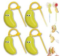 Banana Toothbrush Case - Portable Toothbrush Protector Cap,Reusable Fun Fruity Banana ToothbrushHolder with Toothpaste Dispenser, ToothbrushCase Holder for Travel (Grenn-4PCS)