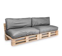 bananair - Cuscini per Pallet - Fodera Impermeabile, Anti UV, Rimovibile e Lavabile - Imbottito in Schiuma - Cuscini per Divano Esterno Giardino (2 Sedili 120x80 e 2 Schienali 120x40, Grigio Scuro)