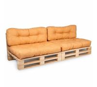 bananair - Cuscini per Pallet - Tessuto Idrorepellente e Anti-UV - Confortevole, Imbottito in Schiuma - Cuscini per Divano Esterno Giardino (2 Sedili 120x80 cm + 2 Schienali 120x40 cm, Arancione)