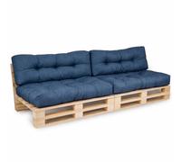 bananair - Cuscini per Pallet - Tessuto Idrorepellente e Anti-UV - Confortevole, Imbottito in Schiuma - Cuscini per Divano Esterno Giardino (2 Sedili 120x80 cm + 2 Schienali 120x40 cm, Blu)