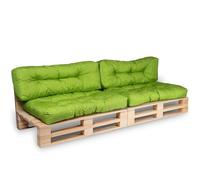 bananair - Cuscini per Pallet - Tessuto Idrorepellente e Anti-UV - Confortevole, Imbottito in Schiuma - Cuscini per Divano Esterno Giardino (2 Sedili 120x80 cm + 2 Schienali 120x40 cm, Verde)