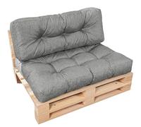 bananair - Cuscini per Pallet - Tessuto Idrorepellente e Anti-UV - Molto Confortevole, Imbottito in Schiuma - Cuscini per Divano Esterno Giardino (Seduta 120x80 cm + Schienale 120x40 cm, Grigio)